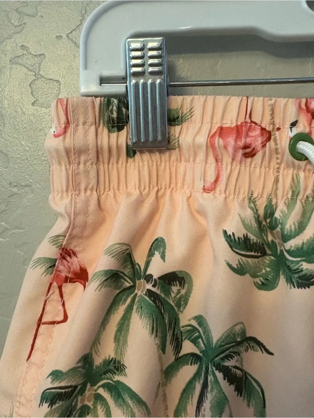 Old Navy pink flamingo and palm tree print boys swim trunks size xs 5